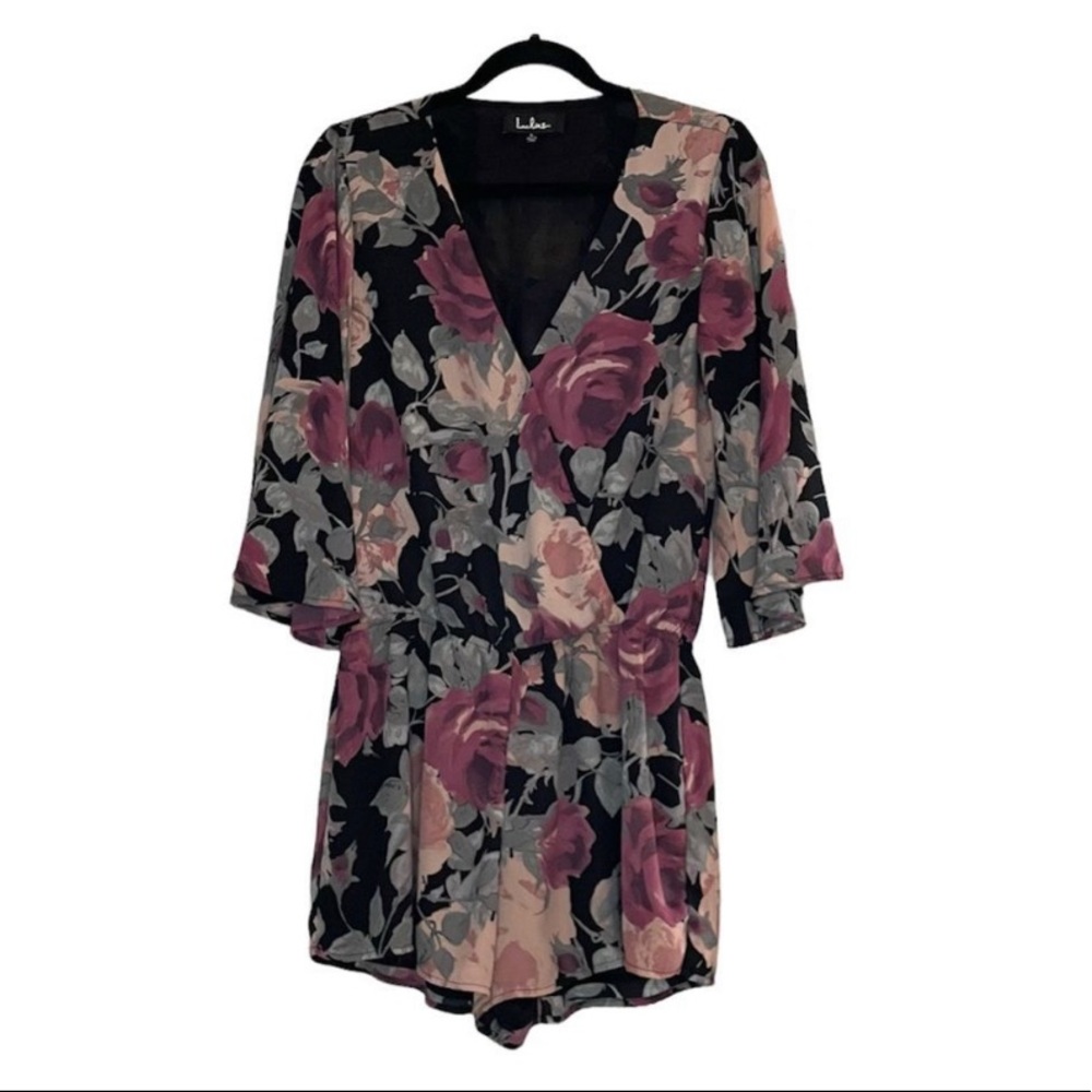 Lulus Floral Bell Sleeve Romper size Large